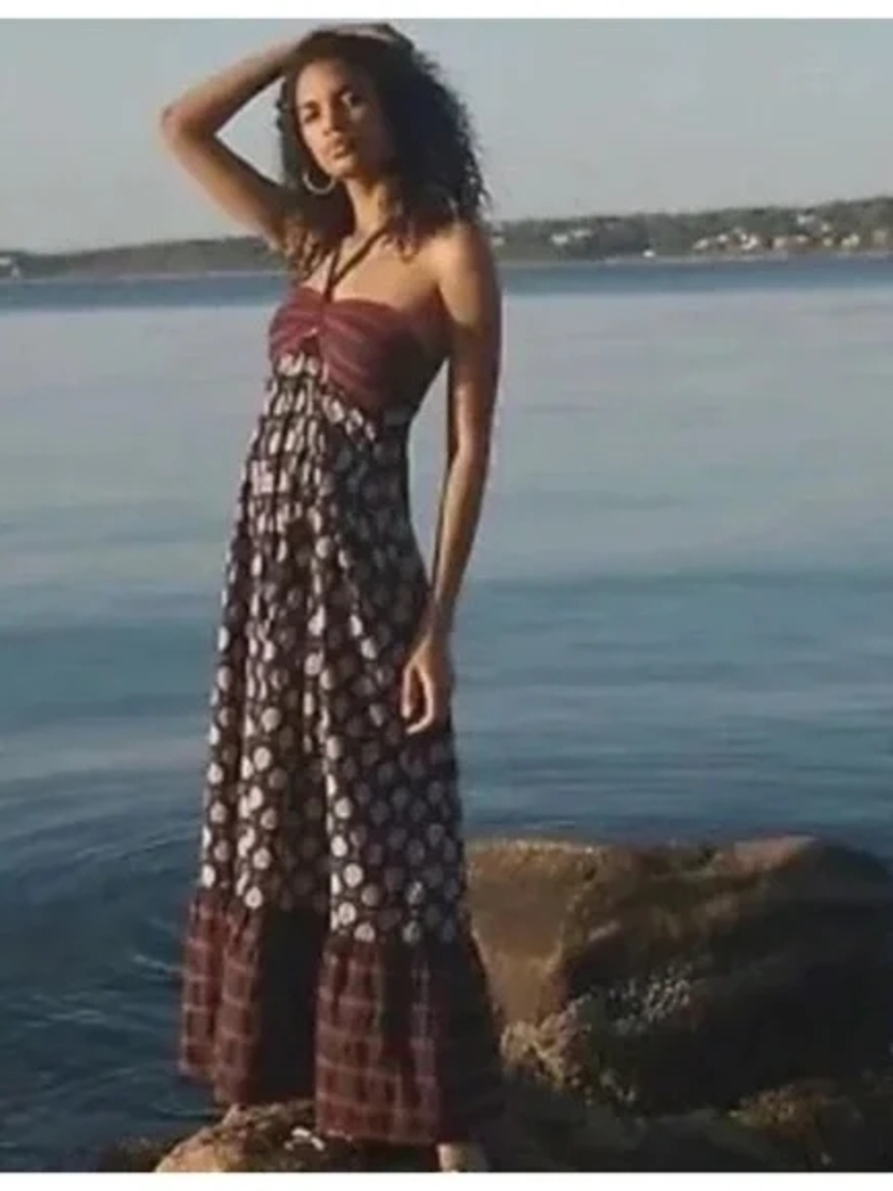 Anthropologie Strapless Maxi Dress in Burgundy and Black Floral